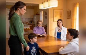 My nephew silently mouthed, “Trash belongs outside,” and the entire table exchanged knowing smiles. I didn’t break down—I simply took my son’s hand and walked away. A few hours later, my mother called to ask about the usual monthly transfer. I gave her my response.