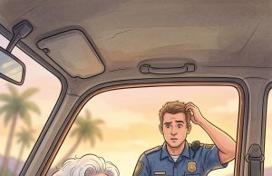 An elderly couple was driving