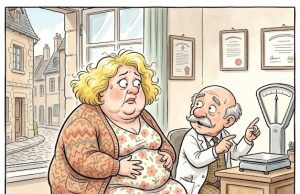 A terribly overweight blonde woman