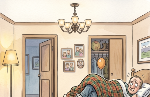 A lady gets home early from shopping