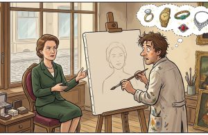 A Woman Decided To Have Her Portrait Painted.