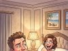 On their first night together, a newlywed couple go to change.