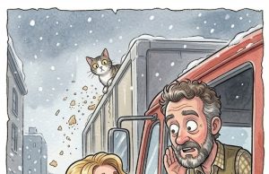 A Trucker Stops At A Red Light And A Blonde Catches Up To Him.