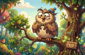 An Old Owl Was Perched On A Tree On Top Of A Hill