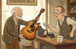 An Old Man Walks Up To The Counter Of A Pawn Shop.